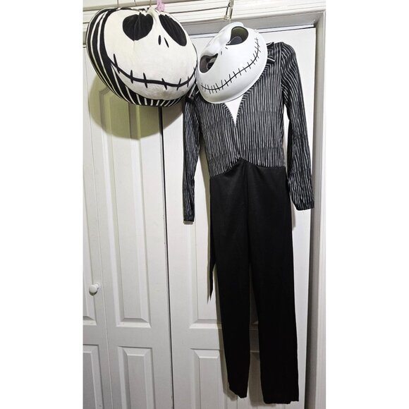 Jack Skellington Kids Costume 7-8 Nightmare Before Christmas Cloud Pillow Bundle - Picture 1 of 12